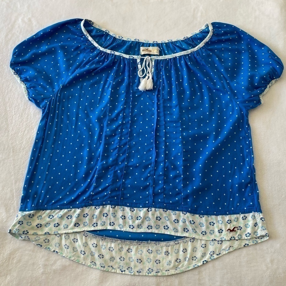 Hollister Peasant Polka Dot Floral Top‎ Size Small